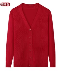 UHYTGF Elegant Mother Spring Autumn Sweater Jacket Single-Breasted Knitted Cardigan For Women Fashion V-Neck Loose Size Coat1447