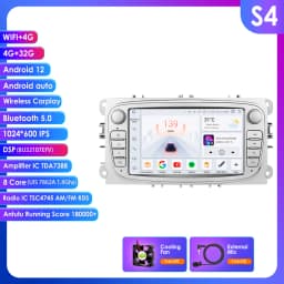 Android Autoradio AI Carplay For Ford Focus Fusion Mondeo S/C-MAX Mondeo Galaxy Transit Connect Kuga multimedia 7"7862 Car radio