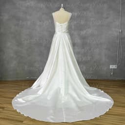 Satin Mermaid Wedding Dress Beaded Strap Square Neck V Back Detachable Overskirt Bridal Gown For Wedding Elopement Shoot 2026