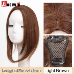 Long Straight Topper Hair Piece With Bangs Invisible Seamless Clip Overhead Toupee Invisible Replacement block Cover White Hair