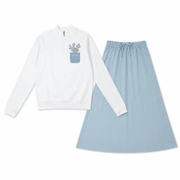 BARCALI Fall Blue French Terry Pocket Set 2pcs Children's Outfit Embroidery Design for Girl Boys And Baby Teenage Clothing Set
