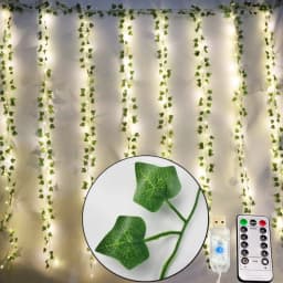 USB Maple Leaf Curtain Lights Artificial Garland Ivy Green Leaves Hanging Plants for Room Garden Party Wedding Wall Decoration