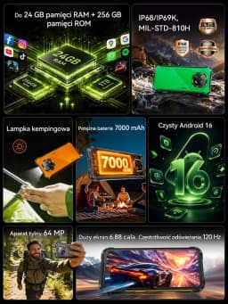 [Ship From Poland]  Cubot KingKong ES 5 Rugged Smartphone Android 16 Up to 12GB RAM(6+6GB) 128GB ROM 6.88'' 120Hz Screen 7000mAh Battery NFC Face Recognition Fingerprint Recognition IP69K 64MP+16MP SCT620 Octa-core