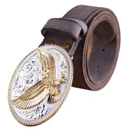 gold eagle big buckle full grain real leather 100% genuine leather hawk mens belts luxury high quality camel brown cowboys women