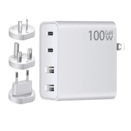 100W GaN Charger Convertible Plug Folding Pin QC3.0 USB-A Dual Type C PD Fast Charging Adapter for Notebook Mobile Phone Tablet
