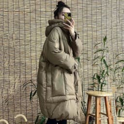 Schinteon Women White Duck Down Long Jacket with Hood Loose Over Size Coat Autumn Winter Warm Outwear Korean Style Big Pockets