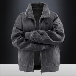 Men's Thick Padded Reversible Cotton Jacket Fleece Lined Winter Warm Casual Bomber Outdoor Daily Outerwear Parkas 26620A