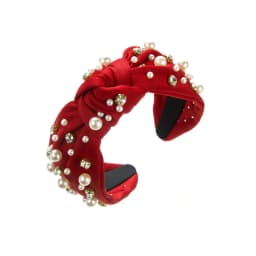 Hot Selling Fabric Knotted Headband Wide Edge Nail Diamond Pearl Hairband Korean Temperament Women's Hair Accessories
