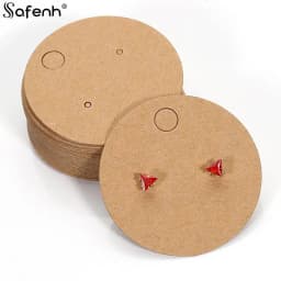 100pcs Round Cardboard Earring Display Cards Blank Kraft Paper Jewelry Hanging Tags For Earring Ear Studs Selling Packaging