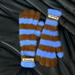 Striped Knitted Korean Style Plush Touchscreen Gloves Warm Soft Fingerless Mittens for Men and Women Outdoor Ski Riding Gloves