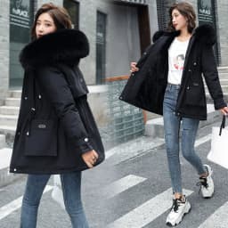 Winter Jacket Coat New Women Parka Clothes Long Coat Wool Liner Hooded Jacket Fur Collar Thick Warm Snow Wear Padded Parka