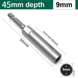 8mm-19mm Impact Socket Adapter 90mm Length Deepen Power Nut Driver Drill Bit Set for Power Tools 6.35Mm Hex Shank Quick Adapter