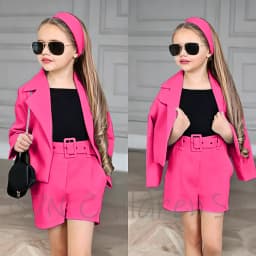 Customized Girl Outfit Solid Yellow Notch Lapel Girl Suits High Quality Party Birthday Children Clothing(Jacket+Short Pants)