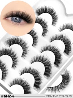 GROINNEYA False Eyelashes 3D Mink Lashes Cat Eyelashes Fluffy Wispy Volume Lashes Fake EyeLashes Natural Lashes Strips Makeup