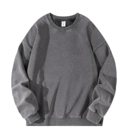 Men's American Style Sweatshirt Spring Autumn Solid Color Washed Vintage Round Neck Loose Casual Long Sleeve Couple Jacket