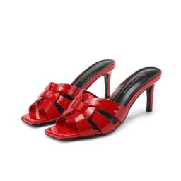 Summer Women's Slippers Genuine Leather Slim Heel Open Toe Fashion High Heels Elegant Party Shoes Plus Size 34-43 Women's Shoes