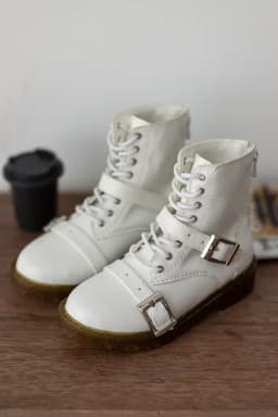 BJD doll Shoes, Strong Uncle, 1/4 Black White Double Buckle Ankle Boots, BJD doll Accessories