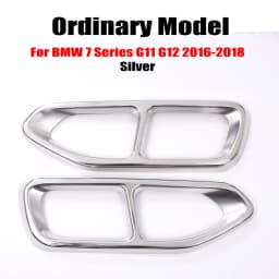 2Pcs Glossy Black Steel Car Exhaust Muffler Pipe Tip Cover Trim For BMW 7 Series F01 G11 G12 730 740 750li 2009-2022 Accessories