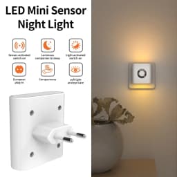 220V Motion Sensor LED Night Light With EU Socket Plug-in Wall Lamp Warm White Ambient Light For Toilet Stairs Bedroom Corridor
