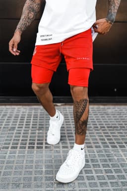 Men's Double Layer Jogger Shorts 2 in 1 Short Pants Gyms Fitness Built-in Pocket Bermuda Quick Dry Beach Shorts Male Sweatpants