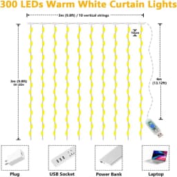 3M LED Lights String Fairy Decoration USB Holiday Curtain Garland Lamp 8 Mode For Home Garden Christmas Party New Year Wedding