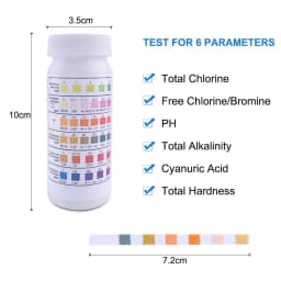 50 Pcs/Bottle 6 In 1 Multipurpose Chlorine PH Test Strips SPA Swimming Pool Water Tester Paper