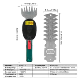 POSENPRO 7.2V 2in1 Cordless Grass and Shrub Shears Hedge Pruning Trimmer 1.5Ah Li-ion Battery Garden Tool 2 Different Blades
