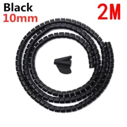 2M/1M Black Cable Wire Protector Cable Organizer Management Pipe Flexible Wire Wrap Line Coiled Tube Office Cord Sleeve Cover