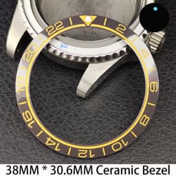 Sloping 38mm * 30.6mm Ceramic/Aluminum Bezel GMT and Diving Watch Insert Fits for 40mm Men's Watch Case Bezel Replacement Insert