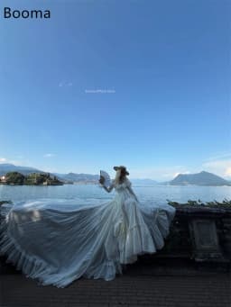 Booma A-Line Lace Classic Wedding Dresses Full-Sleeves Long Corset Square Neck Elegant Brides Gown Custom Made 2026