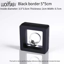 PE Film Black Jewelry Storage Box 3D Packaging Case Gemstone Free Stand Floating Frame Membrane Ring Earrings Necklace Display