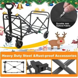[Heavy Duty] Folding Wagon Cart | Heavy Duty | 360°All Terrain Wheels, Side Pockets, Large Capacity Collapsible | For Camping,