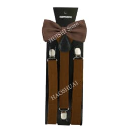 Suspenders Man Bowtie Solid Color Elastic PU Leather Suspenders For Man Belt Adjustable Straps For Wedding Bow Tie Accessories