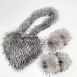 Luxury Fluffy Faux Fur Heart Shape Bag With Slippers For Women Raccoon Brown Teddy Bear Fox Fur Slides Heart Bag Sets Girls