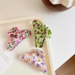 1/3pcs New printed acrylic clip with retro floral beauty, shark clip with fashionable and elegant hair style