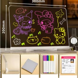 Acrylic Clear Light Up Drawing Board,Glow Erasable Memo LED Magic Board , Kids DIY Toys , with 7 Color Markers Pen and Stand