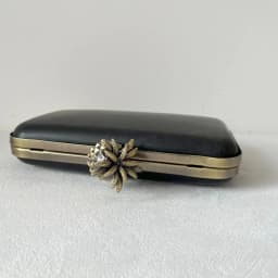 Antique DIY Bag Accessories Rectangle Metal Box Clutch Frame with Black Plastic Shell And Pineapple Top Head Purse Frame Mold