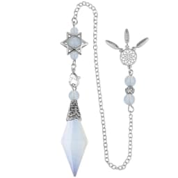 Natural Stone Crystal Pendulum for Reiki Divination 12 Facet Hexaonal Points with Dream Catcher Chain Spiritual Pendulos X072