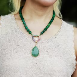 Luxury Natural Quartz Heart Zircon Spring Lock Pendant Necklaces Crystal Healing Lariat Necklace Jewelry Dropshipping