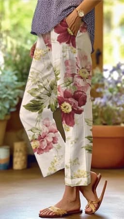 Ladies New Hot Plus Size Printed Simple Roll-up Casual Pants Streetwear Women PantsNine-minute Pants Breathable CoolSummer