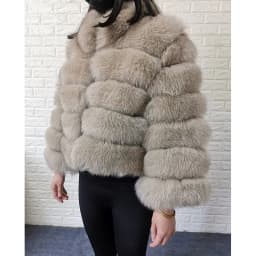 Stand Collar Natural Real Fox Fur Coat for Women Winter Warm Fashionable Lapin Blue Color Full Length Tailored Fit Outerwear