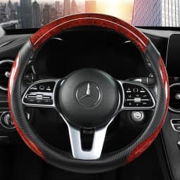 Peach Wood Grain Car Steering Wheel Cover Non-slip Four Seasons General Motors Handle Cover Fits 14.5-15" Steering Wheels