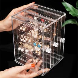 Jewelry Storage Box Acrylic Earring Holder Necklace Display Stand Clear Transparent Classification Easy To Access Easy Access