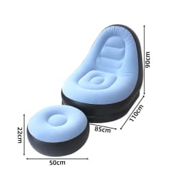 2Pcs Lazy Sofa Inflatable Chair Folding Recliner (Sofa + Footrest) Outdoor Sofa Bed with Footrest Indoor and Outdoor Portable Fo
