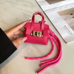 Mini Coin Purse Bag Pendant Cute Square Handbag Earphone PU Leather Creative Car Key Chain Pendant Decoration Multi-functional