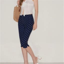 Women Y2k Polka Dot Printed Capris Cute Low Rise Stretchy Cropped Pants Side Bow Tie Skinny Capri Leggings Going Out Streetwear