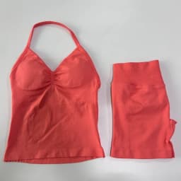 No Logo 2 Pieces Sports Set Women Backless Tank Tops High Waist Scrunch Seamless Shorts Gym Set Sportswear Workout Set Yoga