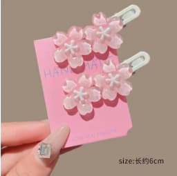 4/6Pcs Anime Card Captor Sakura Cute Pink Creamy Flower Bb Hairpin Side Hair Clip Girl Headwear Sweet Hairpins Ornament Gift