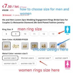 3pcs Wedding Engagement Rings Bridal Sets For Men and Women Anniversary Love Alliance Couple Bands 18k Gold Plated Jewelry