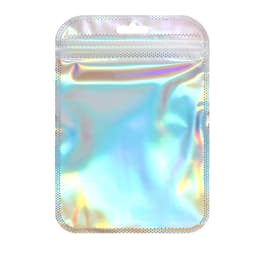 50Pcs Self-Sealing Laser Small Plastic Bags for Jewelry Pouch with Clear Display Window DIY Jewelry Packaging Gift Storage Bag
